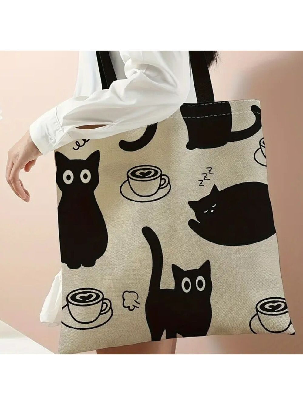 Purr-fectly Cute Cat & Coffee Tote Bag